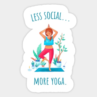 Less Social More Yoga - Illustrated Sticker